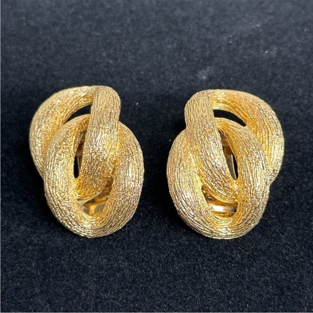 Dior Gold Sculptural Earrings with Interlocking Design